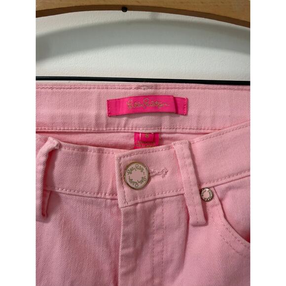 Lilly Pulitzer Pink with gold dots south ocean low rise cropped jeans sixe 6 - Picture 1 of 5